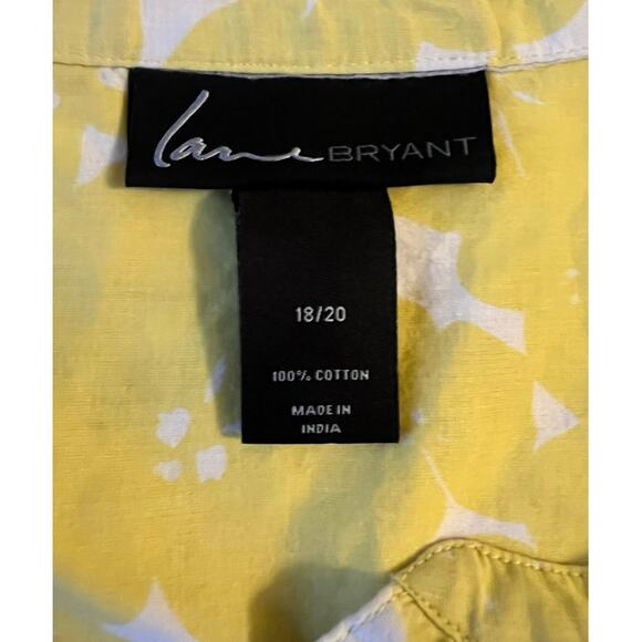 Womens Size 18 20 Butter Yellow Blouse Floral 100 Cotton Bohochic Cottage Flowy - Picture 5 of 5